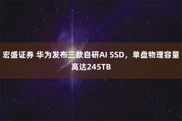 宏盛证券 华为发布三款自研AI SSD，单盘物理容量高达245TB
